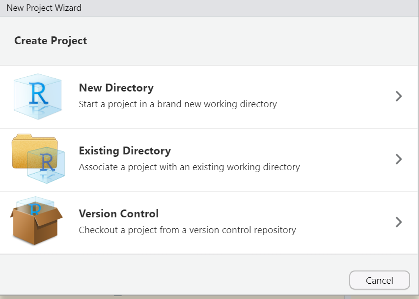 Al crear un nuevo proyecto, seleccionen la opción de _Version Control_ (la tercera).